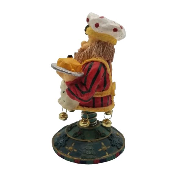 Christmas 6" Chef Santa Holding Platter Bottles Bells Bobble Wobble Figurine - Picture 4 of 8